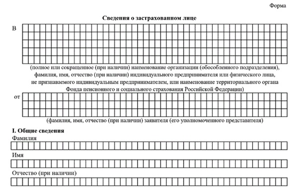 Сведения о застрахованном лице в СФР в 2025 году: бланк, образец заполнения