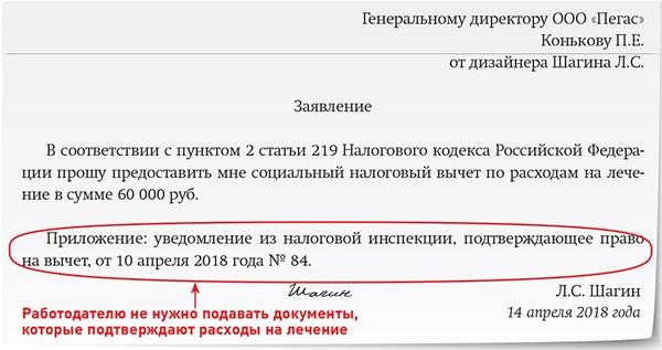 Как составить заявление на социальный налоговый вычет на лечение